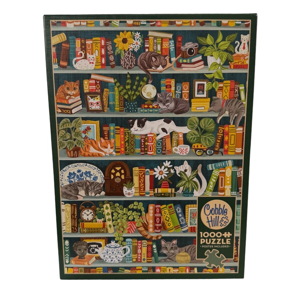Cobble Hill 1000 Piece Jigsaw Puzzle The Purrfect Bookshelf Olivia Gibbs Cats